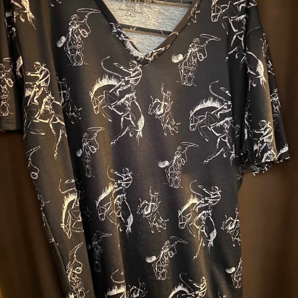 Crazy Train Black and White Graphic V-Neck Tee